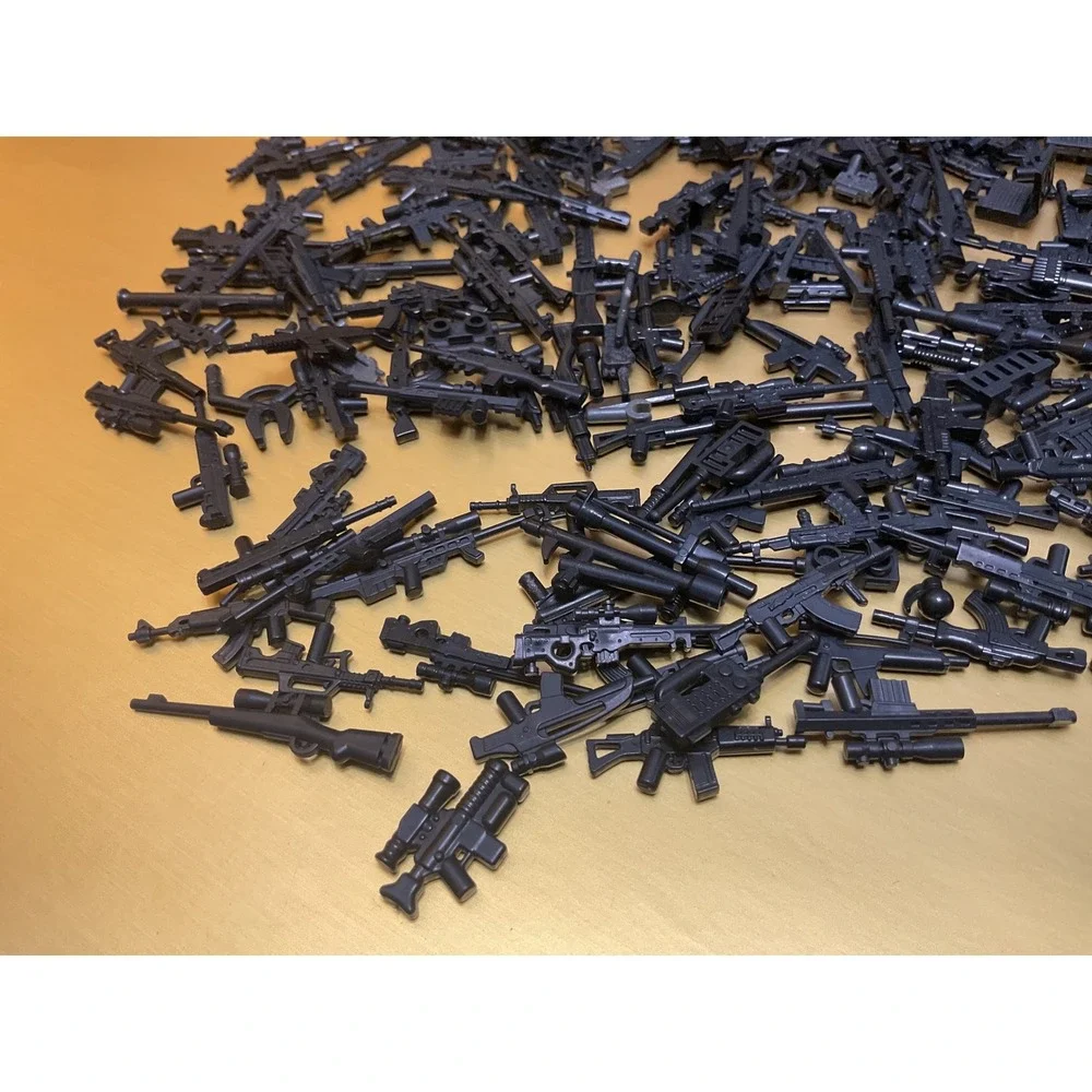 Military Weapon Accessory Lot for Building Blocks Guns Crates Barrels Sprue Set